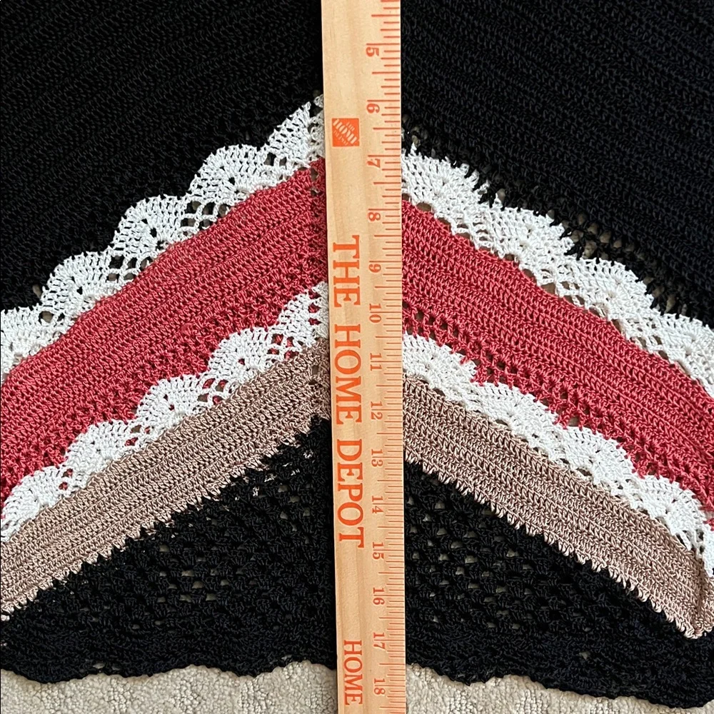 Bette Paige Black Crochet Open Knit Chevron Top